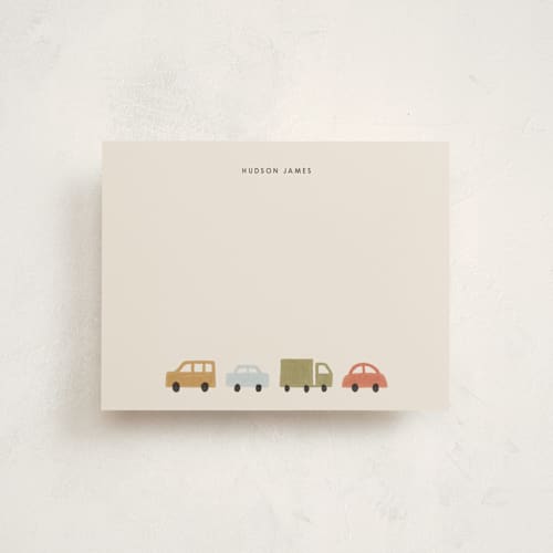 This is a sand personalized stationery thank you cards with standard by taylorVdesign called traffic jam printing on signature in 4.25x5.5