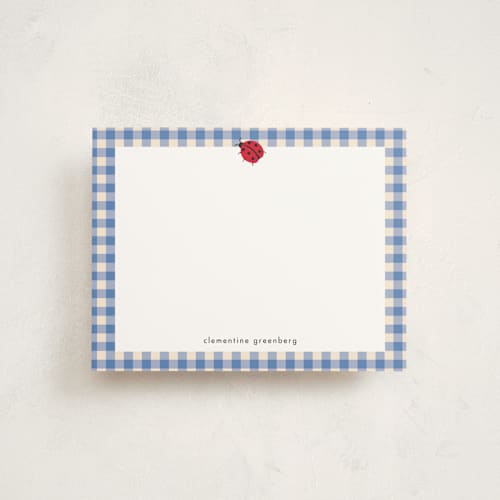 This is a sky personalized stationery thank you cards with standard by Jennifer Lew called ladybug picnic printing on signature in 4.25x5.5