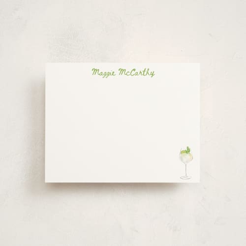 This is a lime personalized stationery thank you cards with standard by Baumbirdy called hugo spritz printing on signature in 4.25x5.5
