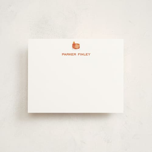 This is a tangerine personalized stationery thank you cards with standard by Baumbirdy called negroni printing on signature in 4.25x5.5