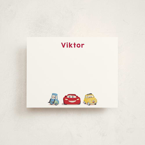 This is a cloud personalized stationery thank you cards with standard by tinaleeart called disney pixar cars lightning mcqueen and friends printing on signature in 4.25x5.5
