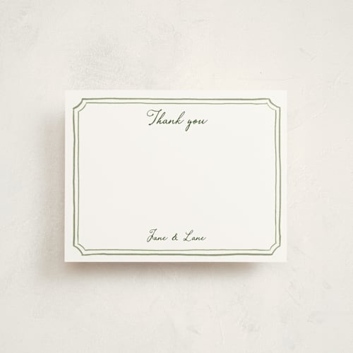 This is a moss personalized stationery thank you cards with standard by Cass Loh called handwritten printing on signature in 4.25x5.5