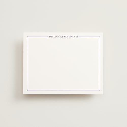 This is a darknight blue personalized stationery thank you cards with standard by The Social Type called gentleman printing on signature in 4.25x5.5