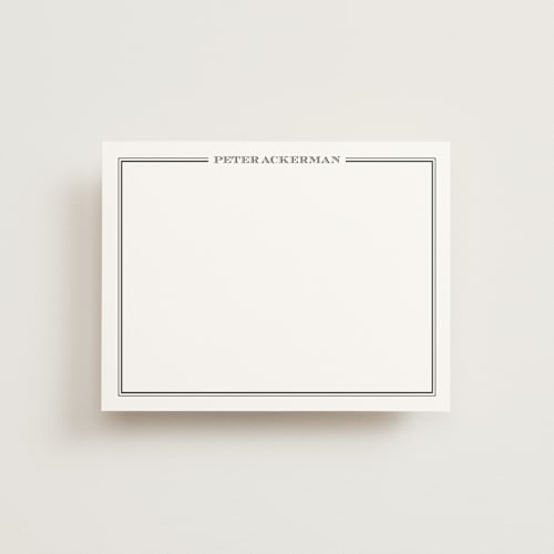 This is a crisp black personalized stationery thank you cards with standard by The Social Type called gentleman printing on signature in 4.25x5.5