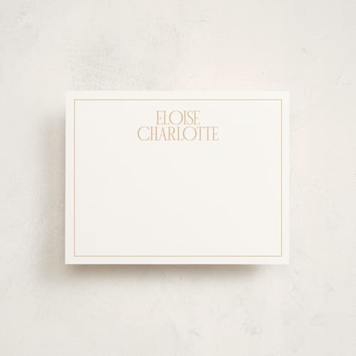 This is a salmon personalized stationery thank you cards with standard by Ellen Schlegelmilch called elegant serif printing on signature in 4.25x5.5