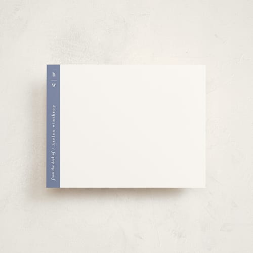 This is a blue note personalized stationery thank you cards with standard by Alexandra Cohn called sidebar printing on signature in 4.25x5.5