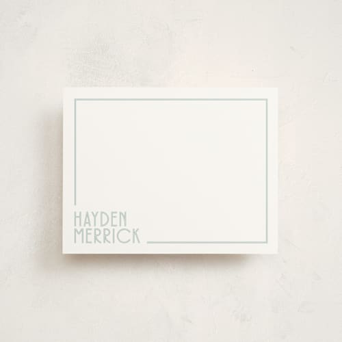 This is a mint personalized stationery thank you cards with standard by Angela Garrick called linear printing on signature in 4.25x5.5