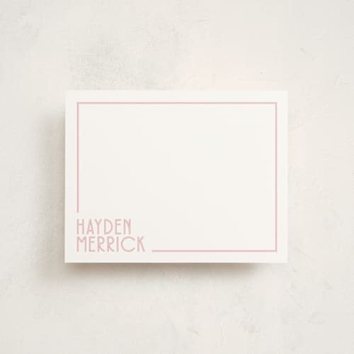 This is a bubblegum personalized stationery thank you cards with standard by Angela Garrick called linear printing on signature in 4.25x5.5