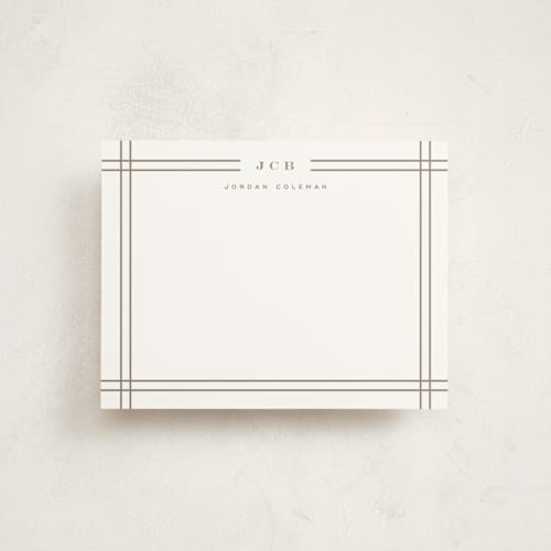 This is a milky coffee personalized stationery thank you cards with standard by Yuliya Evseeva called modern lines printing on signature in 4.25x5.5