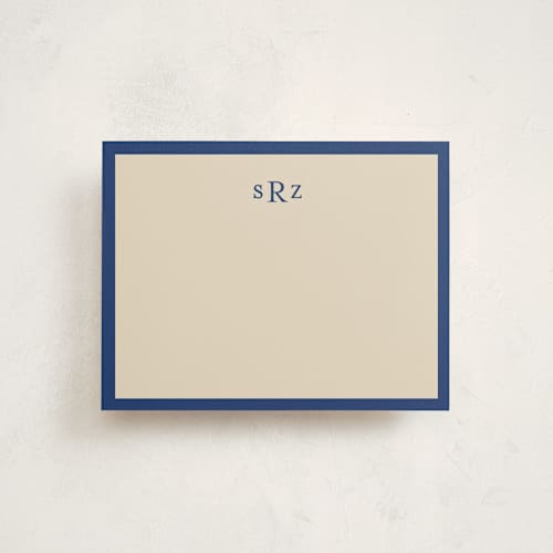 This is a navy personalized stationery thank you cards with standard by Ani Somi called theodore printing on signature in 4.25x5.5