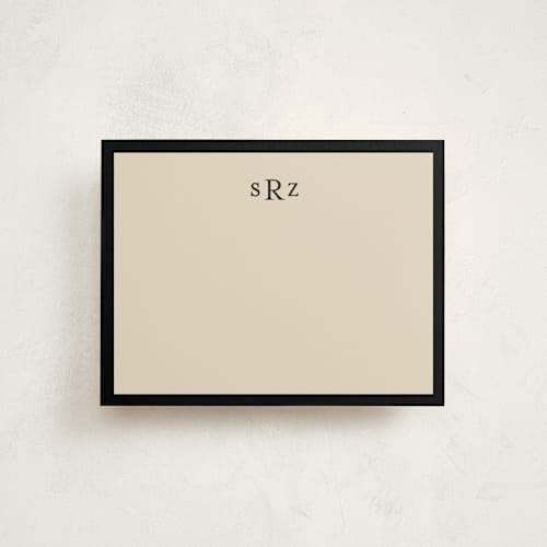 This is a black and tan personalized stationery thank you cards with standard by Ani Somi called theodore printing on signature in 4.25x5.5