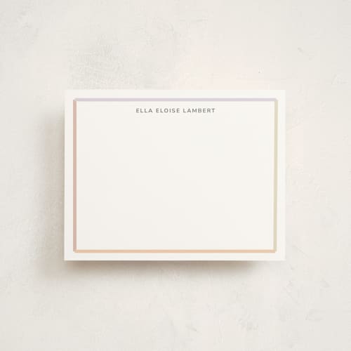 This is a pastel personalized stationery thank you cards with standard by Stephanie Heinrich Godbout called modern colorful border printing on signature in 4.25x5.5