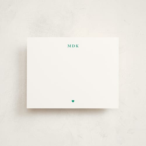 This is a grass personalized stationery thank you cards with standard by mo kelley called a little heart printing on signature in 4.25x5.5