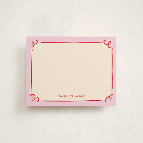 This is a candy personalized stationery thank you cards with standard by Anastasia Makarova called curly corners printing on signature in 4.25x5.5