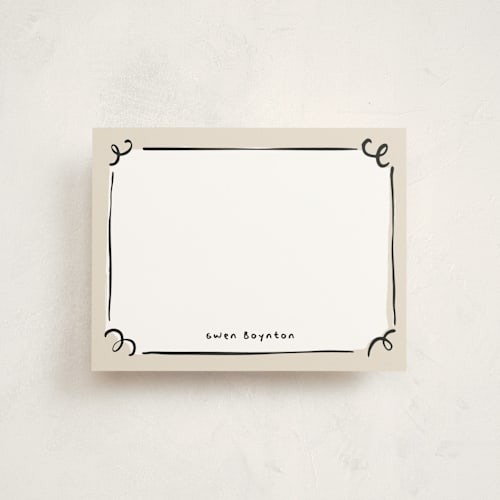 This is a ink personalized stationery thank you cards with standard by Anastasia Makarova called curly corners printing on signature in 4.25x5.5
