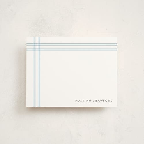 This is a denim personalized stationery thank you cards with standard by Jenny Millington called framed printing on signature in 4.25x5.5