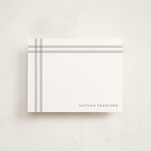 This is a charcoal personalized stationery thank you cards with standard by Jenny Millington called framed printing on signature in 4.25x5.5