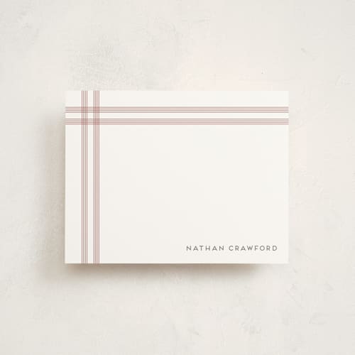 This is a crimson personalized stationery thank you cards with standard by Jenny Millington called framed printing on signature in 4.25x5.5
