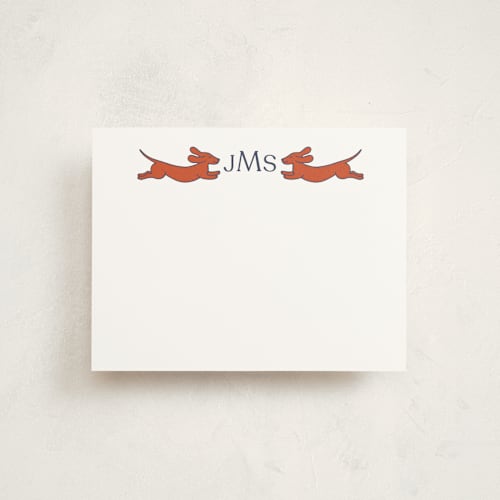 This is a rust personalized stationery thank you cards with standard by Alize Cetintas Kure called follow your noses printing on signature in 4.25x5.5