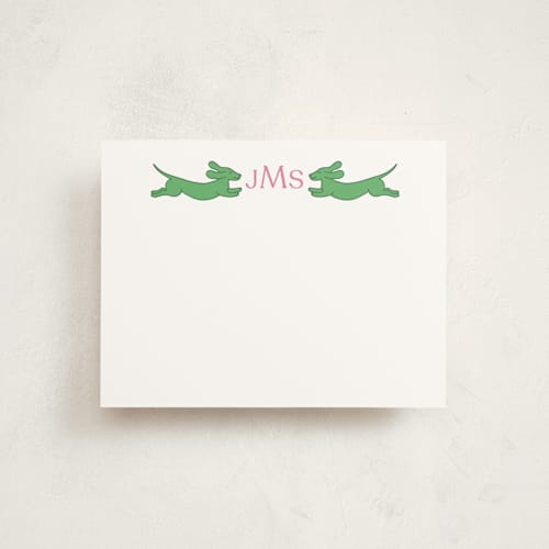 This is a shamrock personalized stationery thank you cards with standard by Alize Cetintas Kure called follow your noses printing on signature in 4.25x5.5