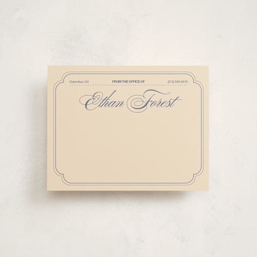 This is a cream personalized stationery thank you cards with standard by Abby Fabrizio called from the office vintage printing on signature in 4.25x5.5