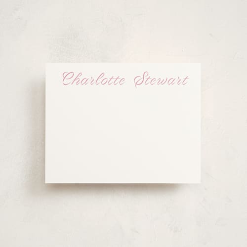 This is a peony personalized stationery thank you cards with standard by Megan Davis called blue ribbon printing on signature in 4.25x5.5