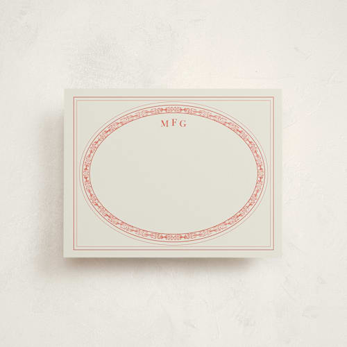 This is a rouge personalized stationery thank you cards with standard by Claire called classic oval printing on signature in 4.25x5.5