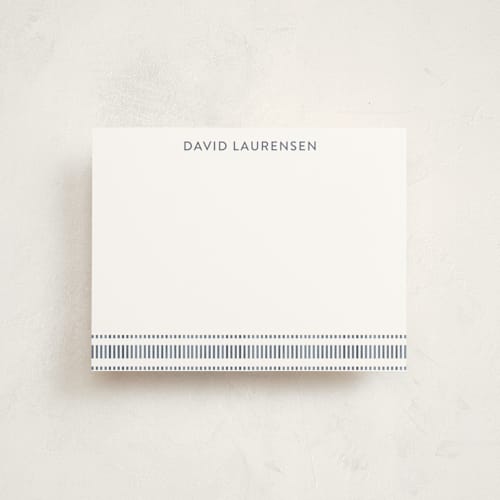This is a denim personalized stationery thank you cards with standard by Tamara Hilje called lineas printing on signature in 4.25x5.5