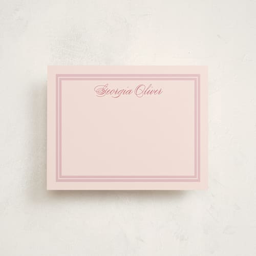 This is a blush personalized stationery thank you cards with standard by Carolyn MacLaren called classic start printing on signature in 4.25x5.5