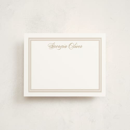 This is a golden personalized stationery thank you cards with standard by Carolyn MacLaren called classic start printing on signature in 4.25x5.5