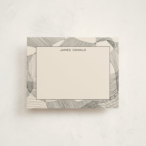 This is a ivory black personalized stationery thank you cards with standard by Catilustre called random land printing on signature in 4.25x5.5