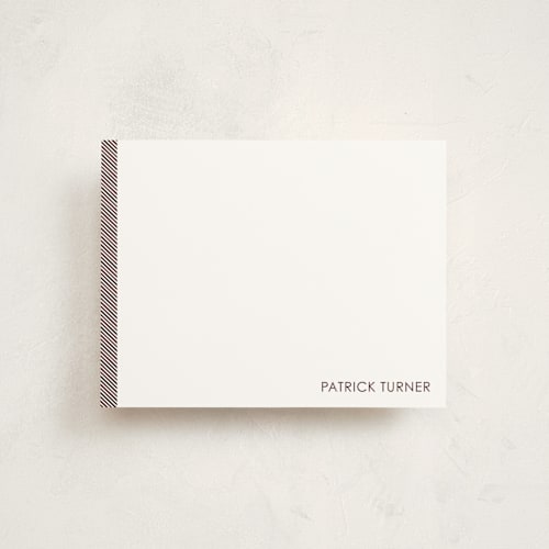 This is a burgundy personalized stationery thank you cards with standard by Seth Caskey called herringbone printing on signature in 4.25x5.5