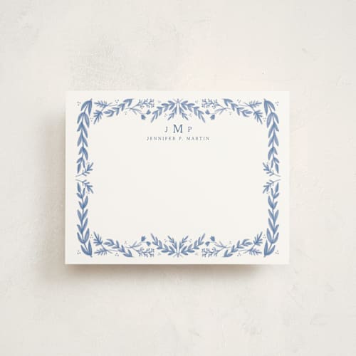 This is a delft personalized stationery thank you cards with standard by Heather Cairl called framed in floral printing on signature in 4.25x5.5