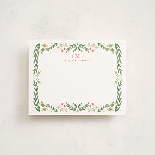 This is a poppy personalized stationery thank you cards with standard by Heather Cairl called framed in floral printing on signature in 4.25x5.5