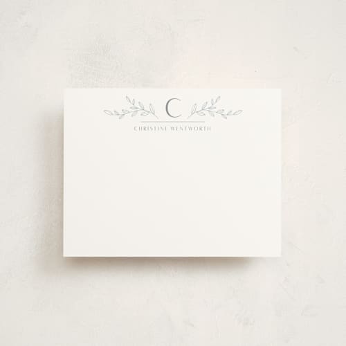 This is a ocean personalized stationery thank you cards with standard by Zani van Zyl called simply leaves printing on signature in 4.25x5.5