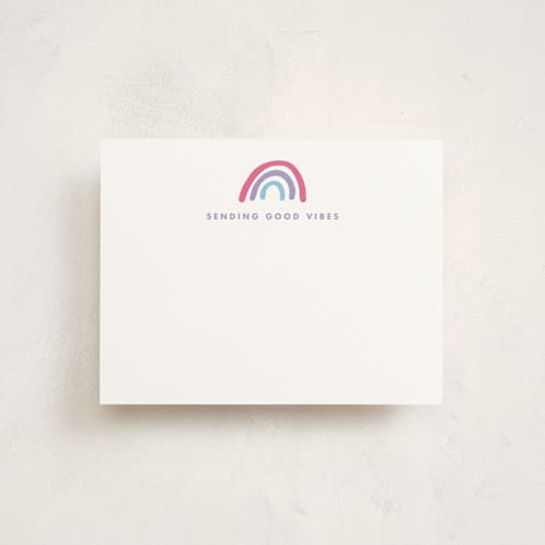 This is a unicorn personalized stationery thank you cards with standard by Stacey Meacham called rainbow dream printing on signature in 4.25x5.5