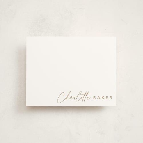 This is a wheat personalized stationery thank you cards with standard by Stacey Meacham called quick signature printing on signature in 4.25x5.5