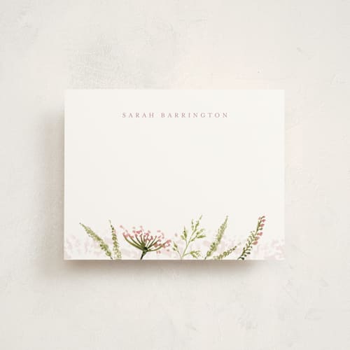 This is a rose personalized stationery thank you cards with standard by frau brandt called floral impression printing on signature in 4.25x5.5