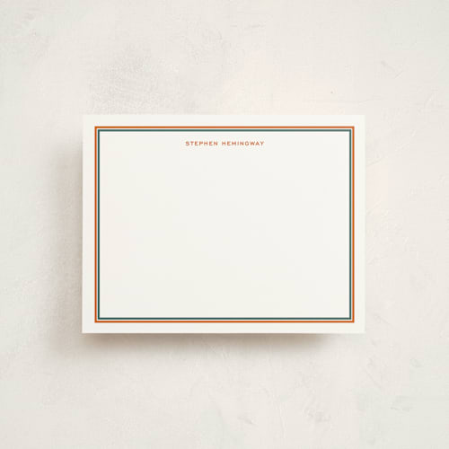 This is a burnt orange personalized stationery thank you cards with standard by Megan Davis called boulevard printing on signature in 4.25x5.5