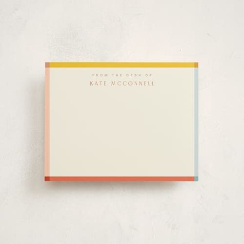 This is a coral personalized stationery thank you cards with standard by Ellen Schlegelmilch called edge printing on signature in 4.25x5.5