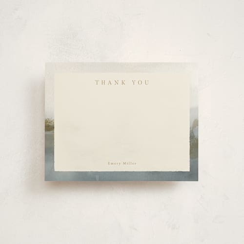 This is a mist personalized stationery thank you cards with standard by Robert and Stella called brittanica printing on signature in 4.25x5.5
