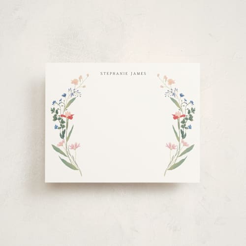 This is a spring personalized stationery thank you cards with standard by Elly called botanical printing on signature in 4.25x5.5