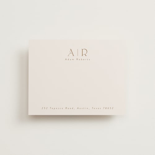 This is a rust personalized stationery thank you cards with standard by Tamara Hilje called minimal flair printing on signature in 4.25x5.5