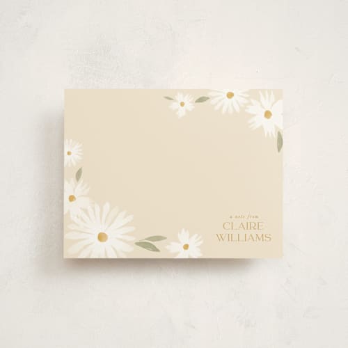 This is a buttercream personalized stationery thank you cards with standard by Robert and Stella called happy daisies printing on signature in 4.25x5.5