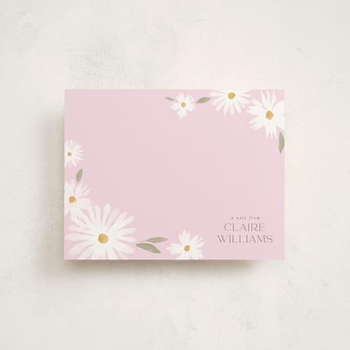 This is a lilac personalized stationery thank you cards with standard by Robert and Stella called happy daisies printing on signature in 4.25x5.5