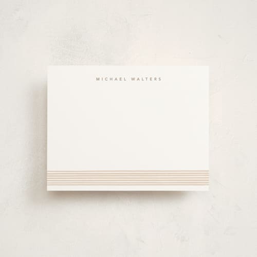 This is a champagne personalized stationery thank you cards with standard by Creo Study called lined elegance printing on signature in 4.25x5.5
