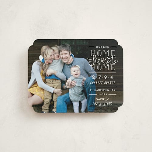 This is a frost moving announcements with standard by Amber Barkley called home sweet home overlay printing on signature in standard
