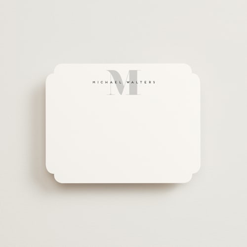 This is a slate personalized stationery thank you cards with standard by Creo Study called strong initial printing on signature in 4.25x5.5