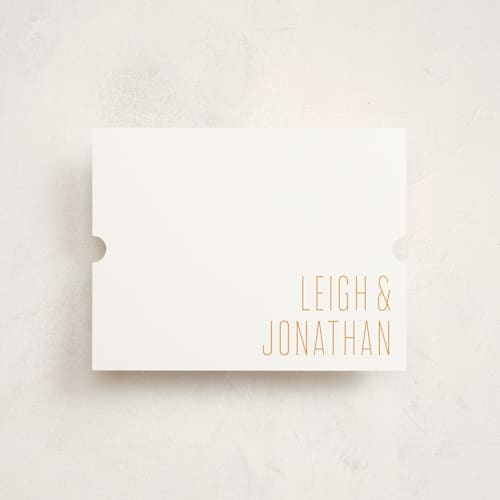 This is a tangerine dream personalized stationery thank you cards with standard by Ann Gardner called modern couple printing on signature in 4.25x5.5