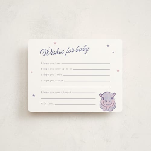 This is a twilight frost baby shower insert cards with standard by Cass Loh called baby hippo printing on signature in standard